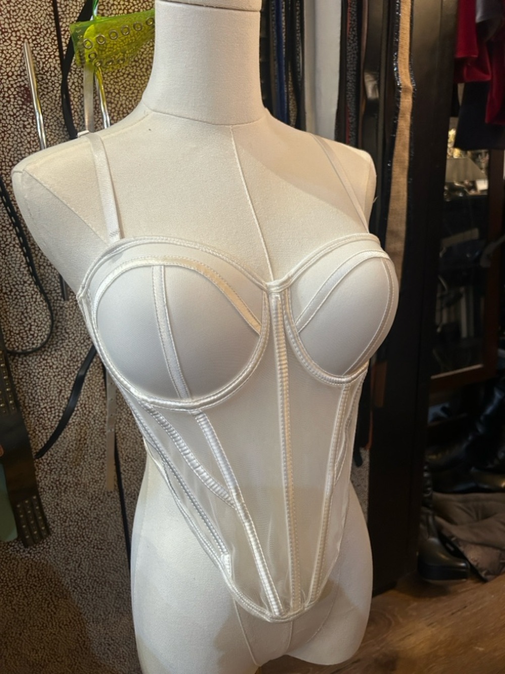 AKIRA White Longline Structured Bustier Corset